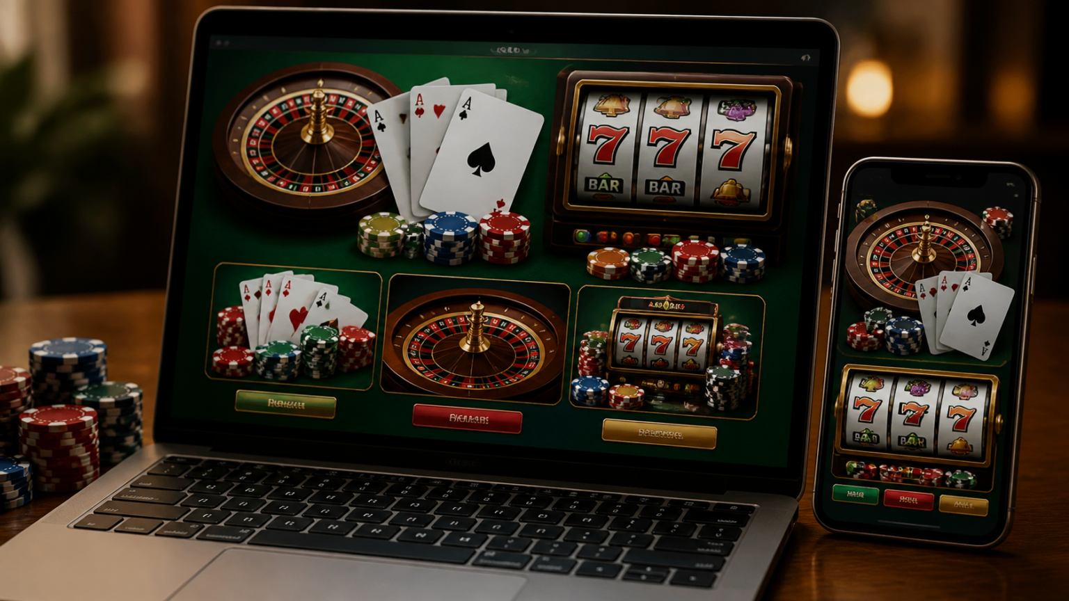 ブックメーカーを選ぶ際に確認したいライセンス情報とSlots Casinosの基礎知識 Online casino gaming interface with slots, cards, and roulette