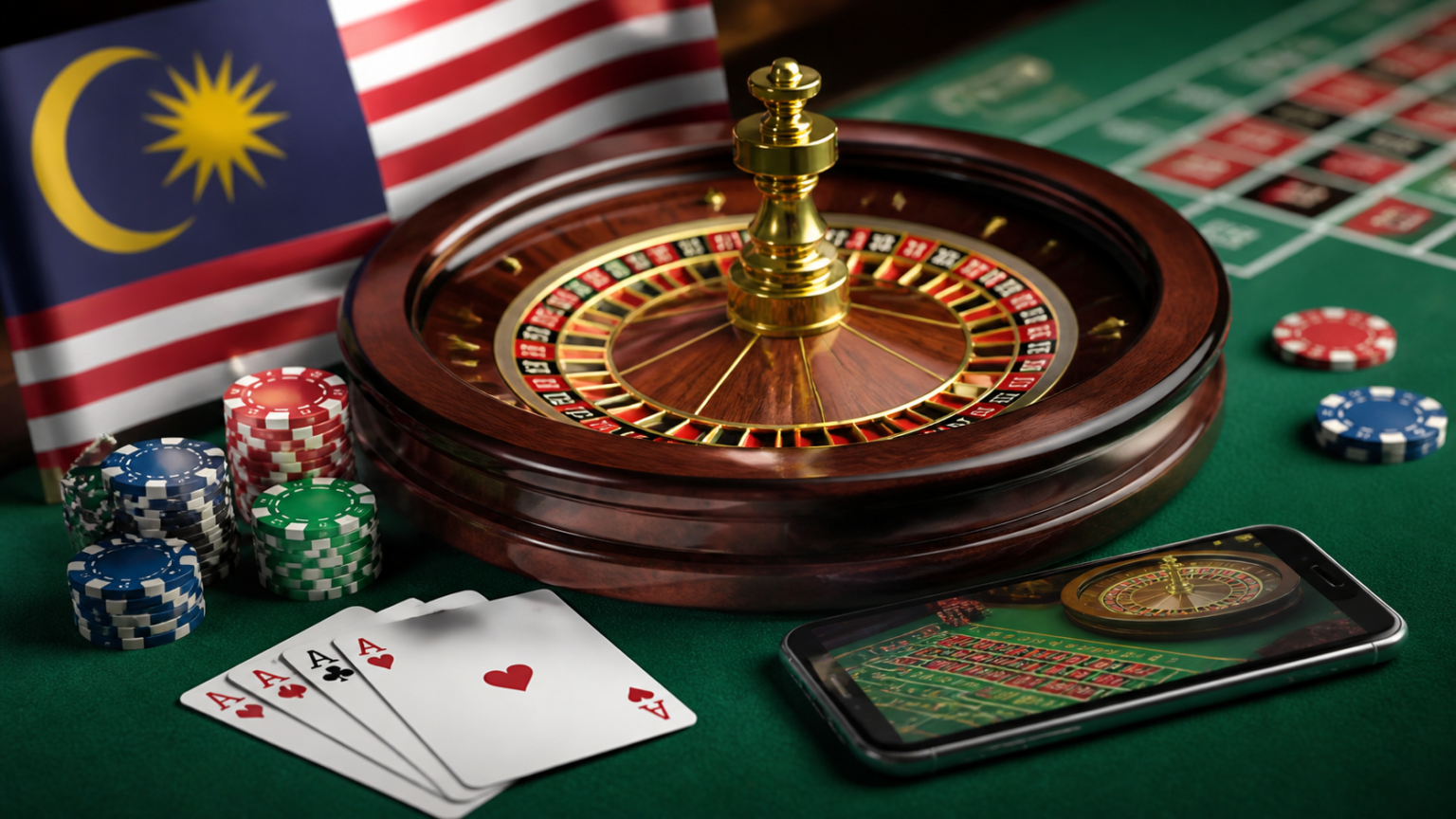 ライブカジノのサポート体制を比較するためのポイント Casino table with roulette wheel and mobile online casino screen